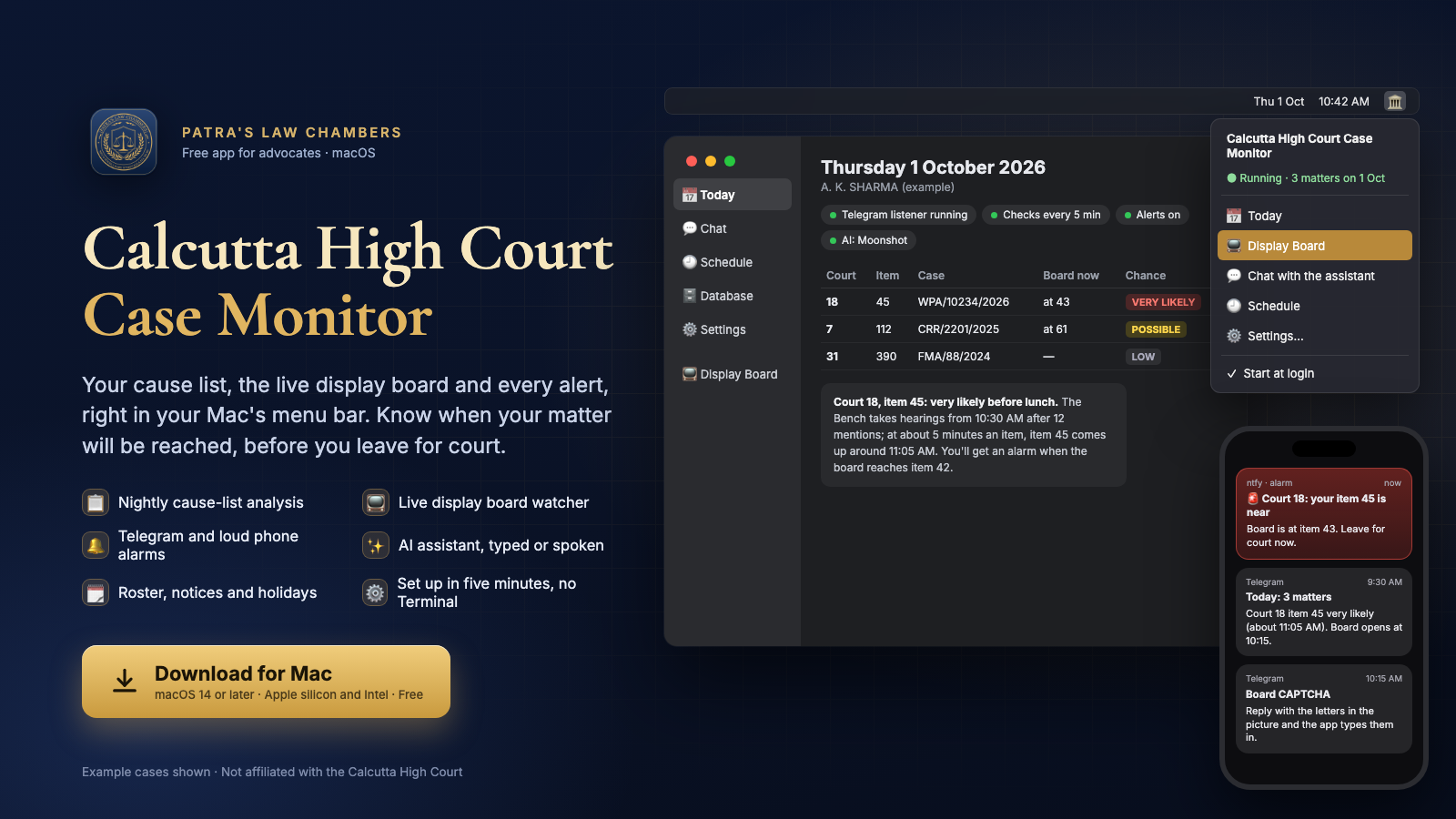 Calcutta High Court Case Monitor for Mac