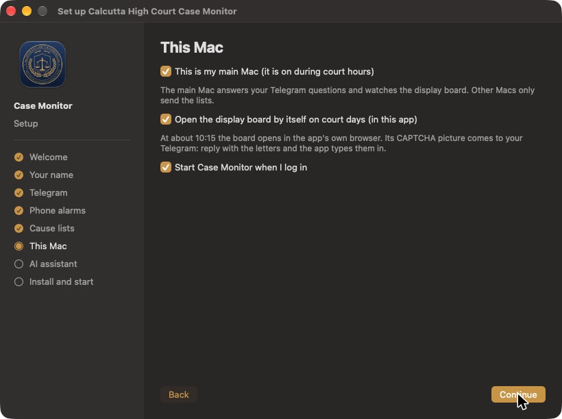 Setup: this Mac